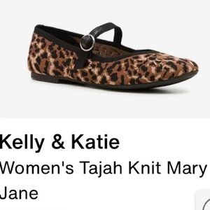 Kelly & Katie Leopard-Print Mary Jane Flat with Black Strap